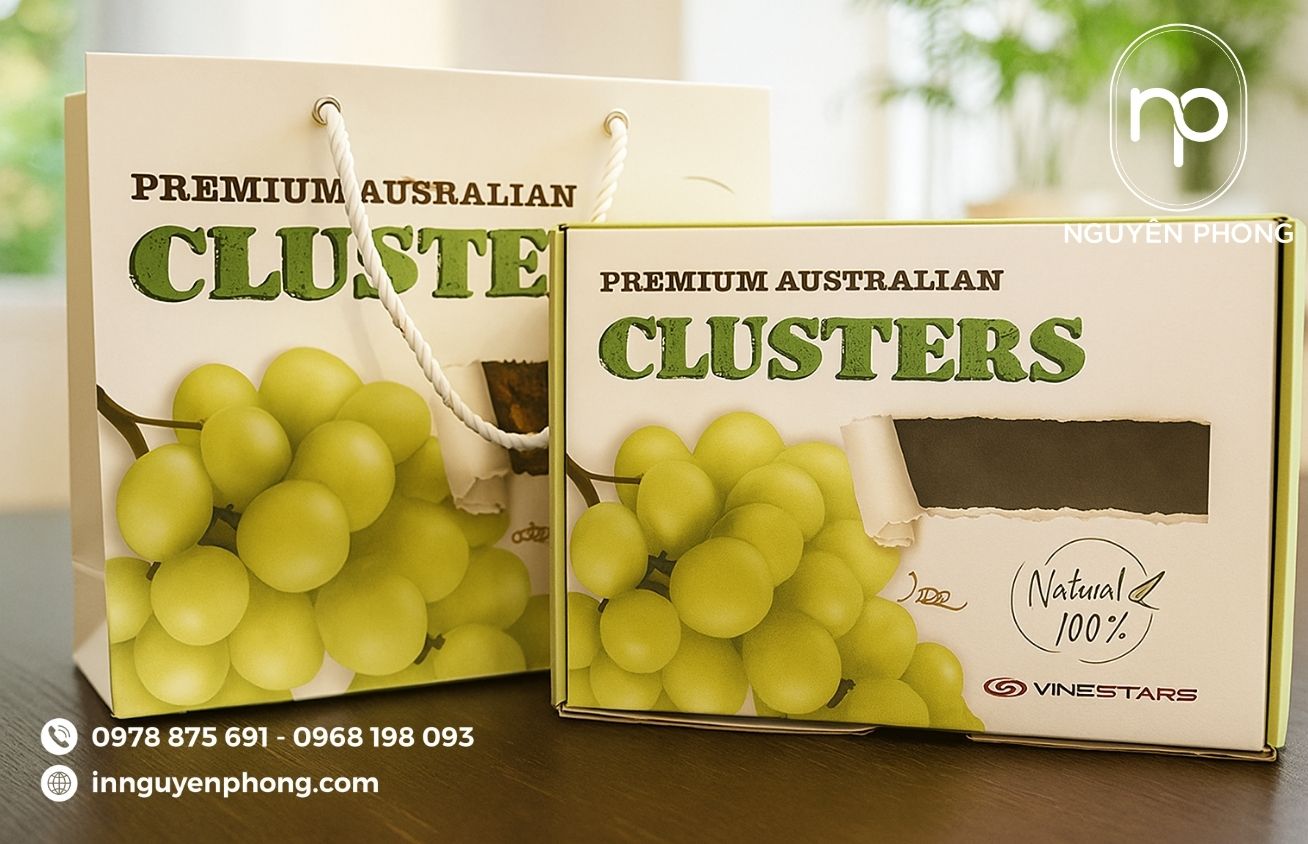 Mẫu túi giấy đựng nho khô đồng bộ 